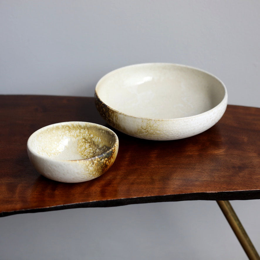 Large Shallow Bowl / White & Yellow / Shape #13, Glaze C