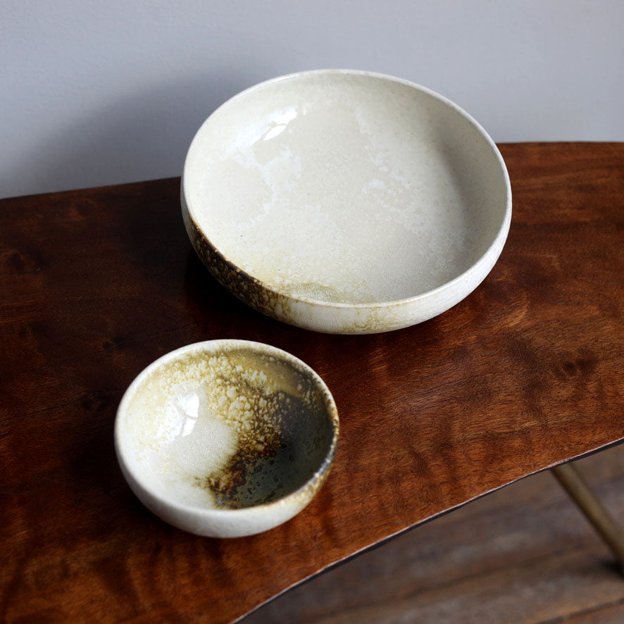 Large Shallow Bowl / White & Yellow / Shape #13, Glaze C