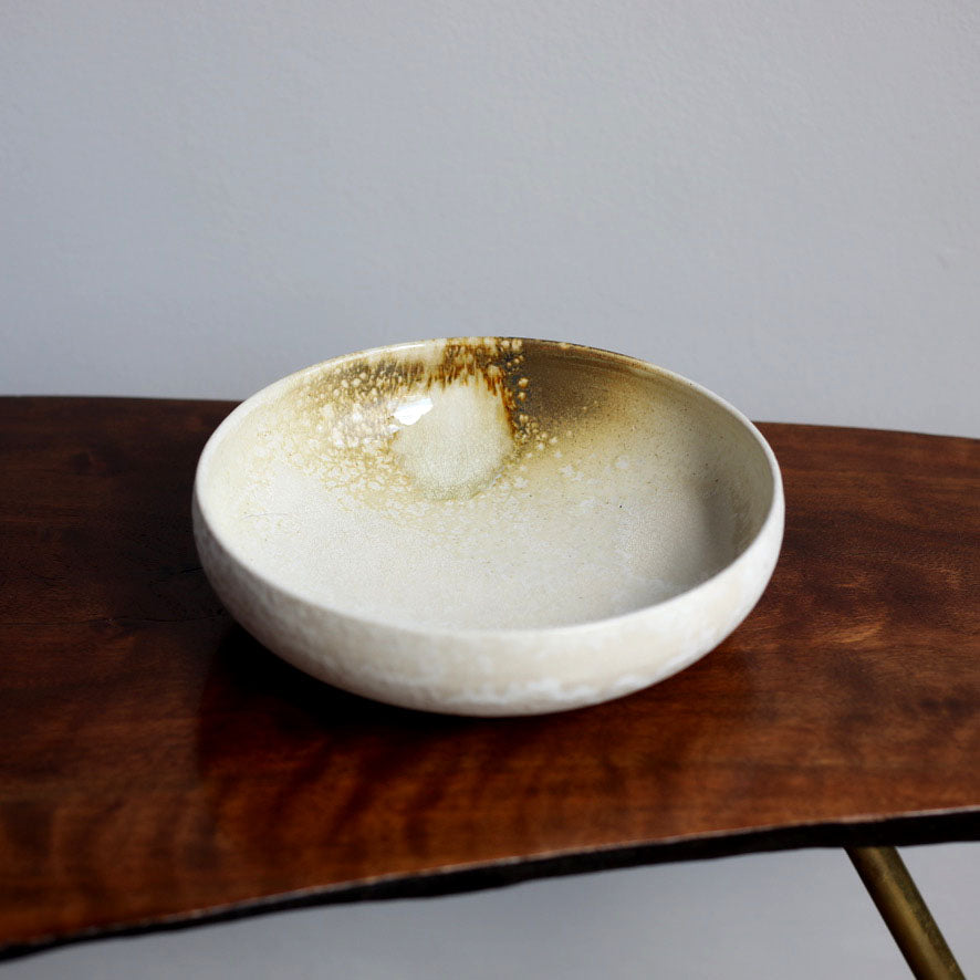 Large Shallow Bowl / White & Yellow / Shape #13, Glaze C