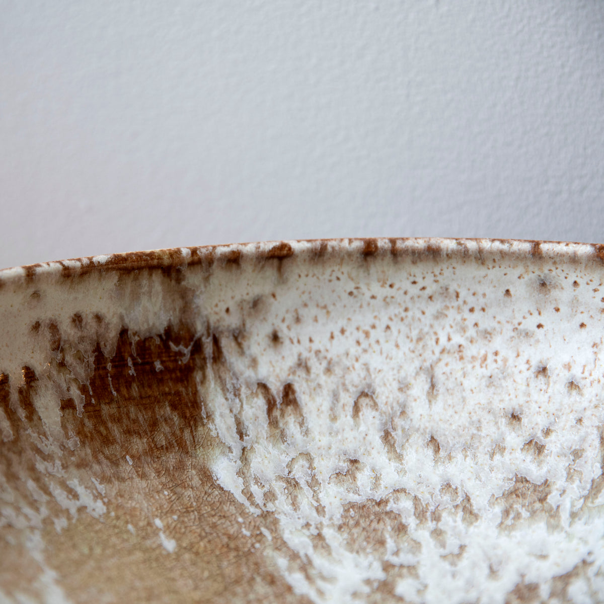 Massive Shallow Bowl / White & Mauve Glaze
