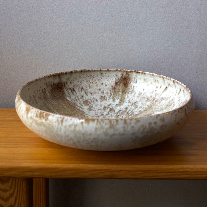 Massive Shallow Bowl / White & Mauve Glaze
