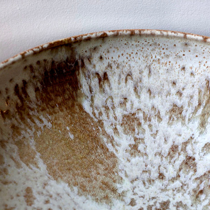 Massive Shallow Bowl / White & Mauve Glaze