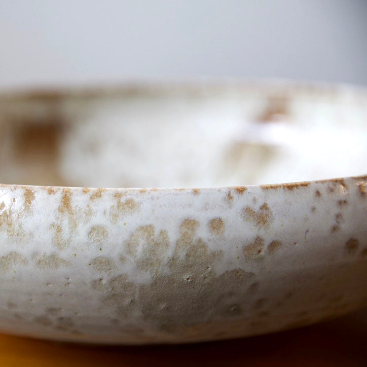 Massive Shallow Bowl / White & Mauve Glaze