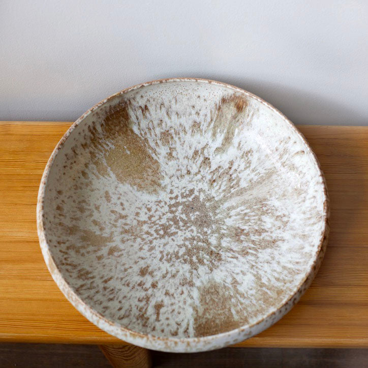 Massive Shallow Bowl / White & Mauve Glaze