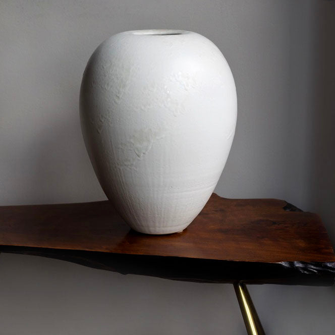 Very Large, Broad-Shouldered Baluster Vase /Ivory Glaze