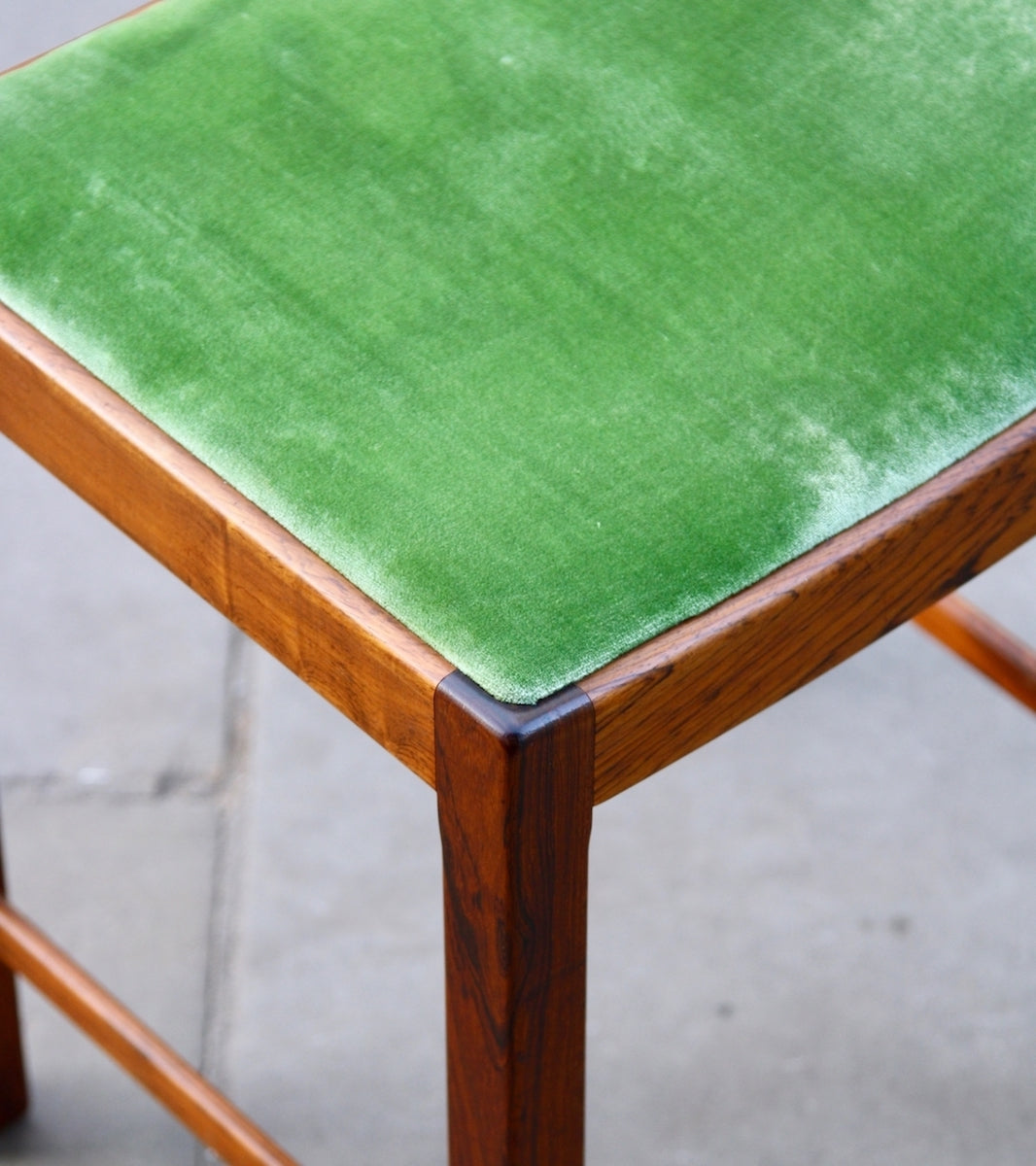 1940s Green Velvet Upholstered Stool Tove & Edvard Kindt-Larsen - Image 4