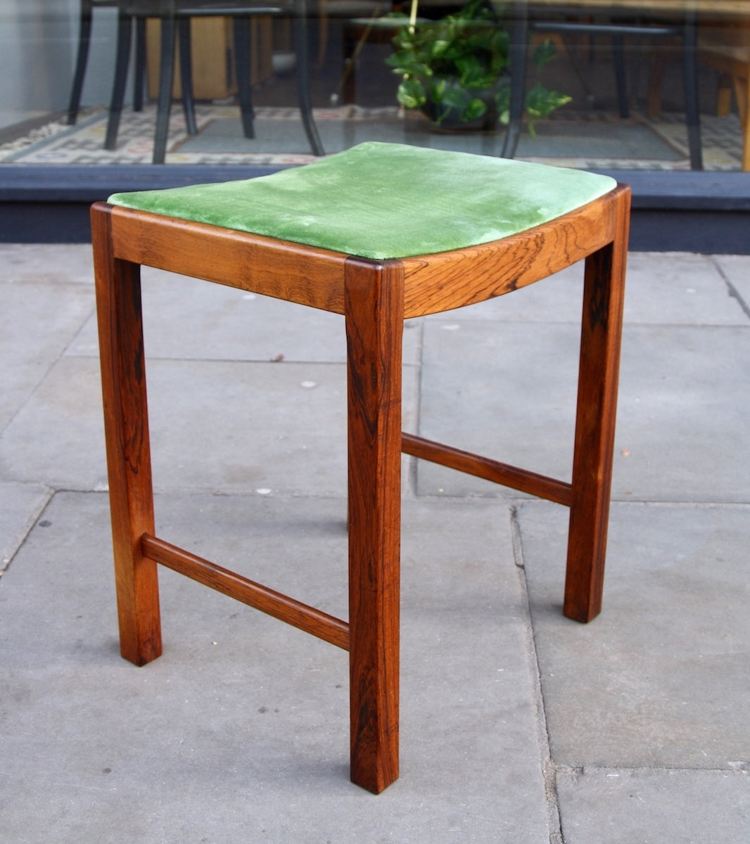 Solid Wooden and Green Velvet 1940s Stool Tove & Edvard Kindt-Larsen - Image 6