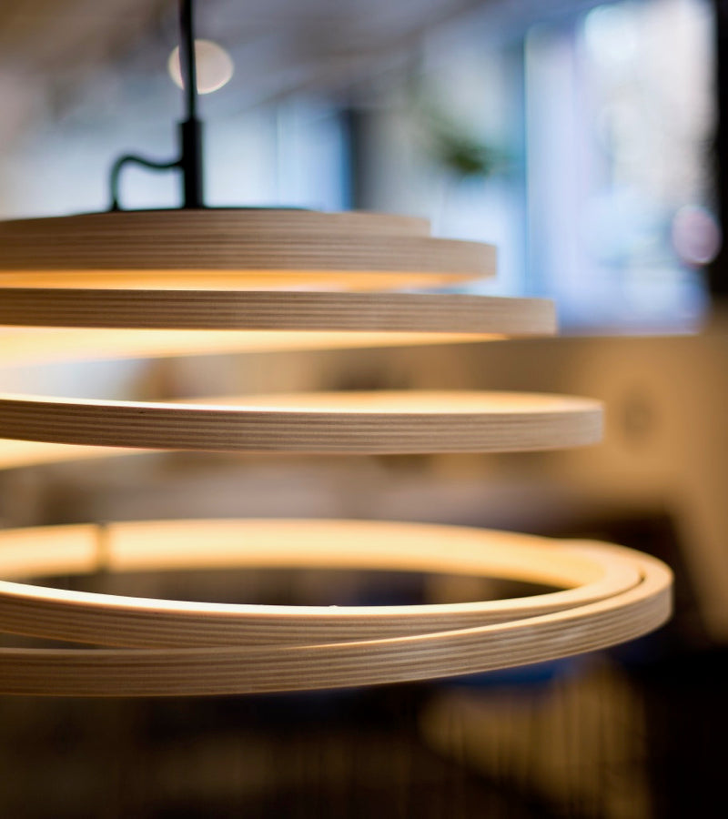Close up Nordic designer Pendant Aspiro 8000 Natural Birch 