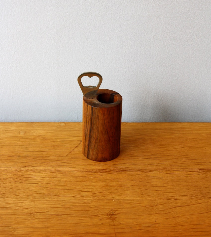 Solid Walnut Bottle Opener & Straw Holder Carl Auböck