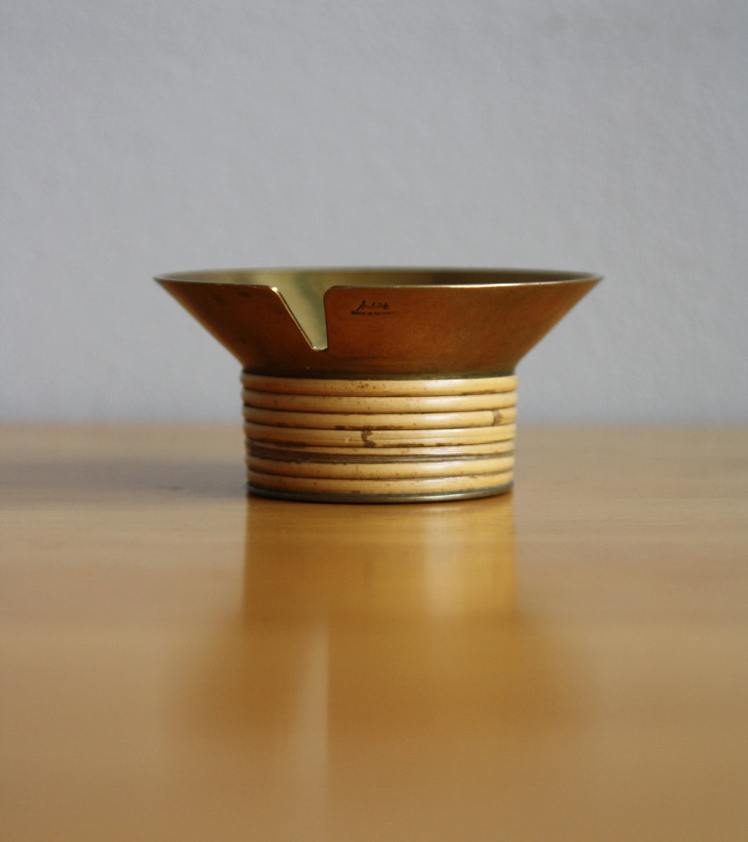 Brass and Wicker Ashtray  Carl Auböck - Image 1