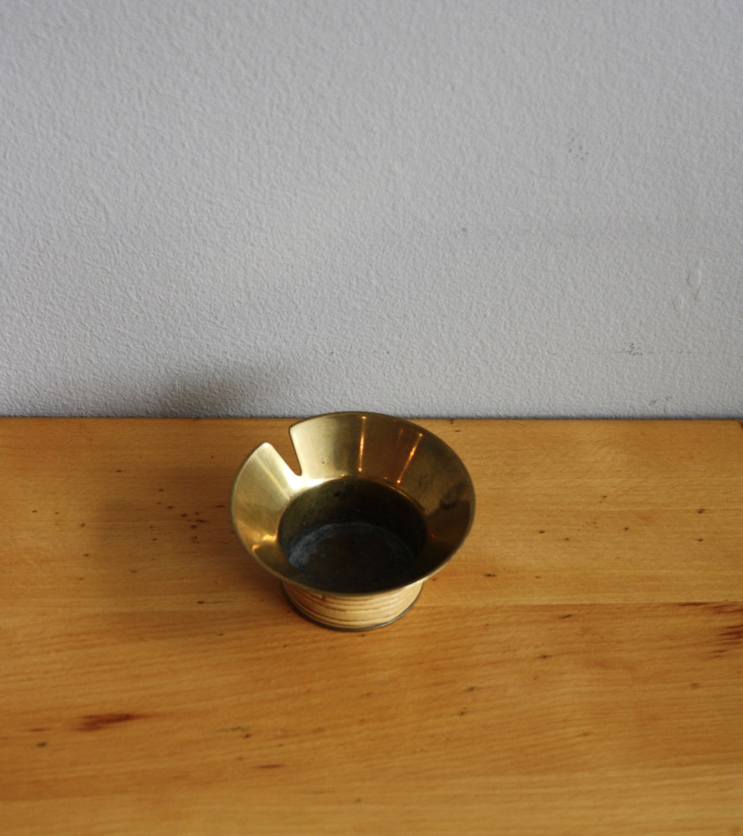 Vintage Brass and Wicker Ashtray  Carl Auböck - Image 3