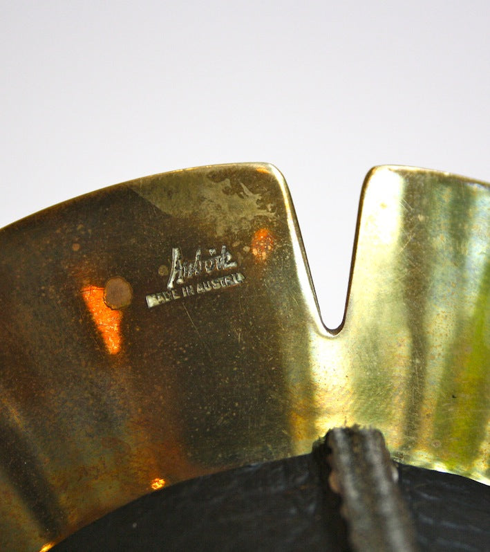 Brass & Signed Original Leather Ashtray Carl Auböck  - Image 7