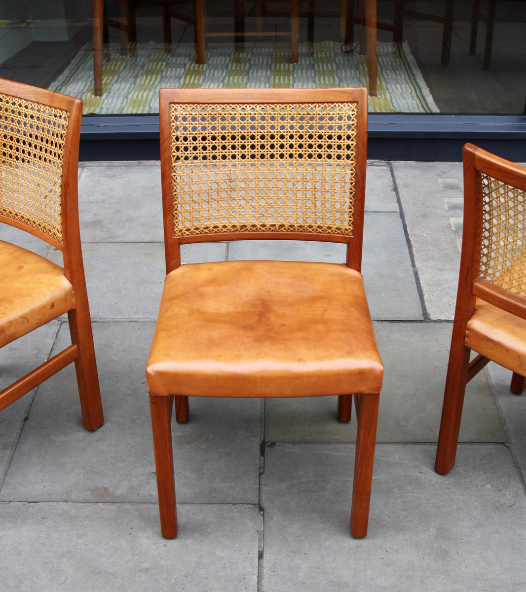 Four Teak, Leather & Cane Chairs Carl-Gustav Hiort af Ornäs  - Image 3