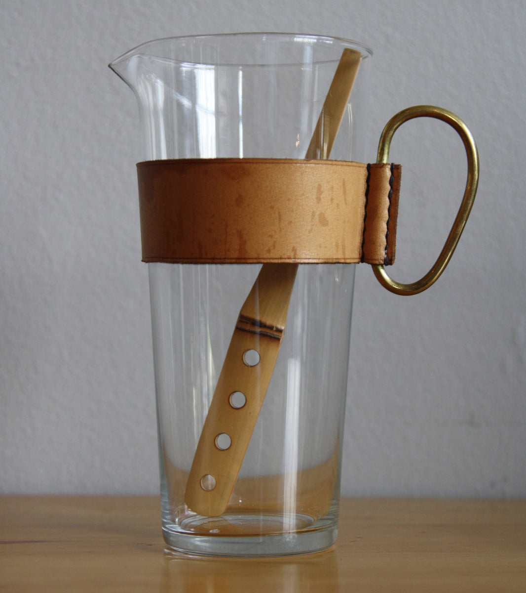 Glass Pitcher with Leather collar Carl Auböck  - Image 1
