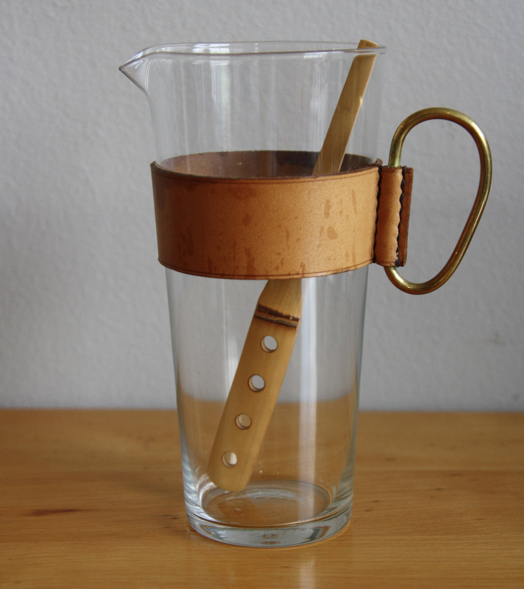 Glass Pitcher with Leather collar Carl Auböck  - Image 2