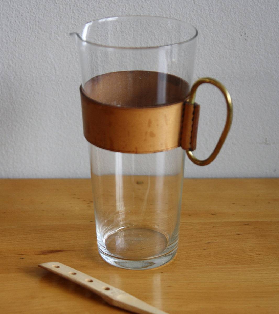 Glass Pitcher with Leather collar Carl Auböck  - Image 3