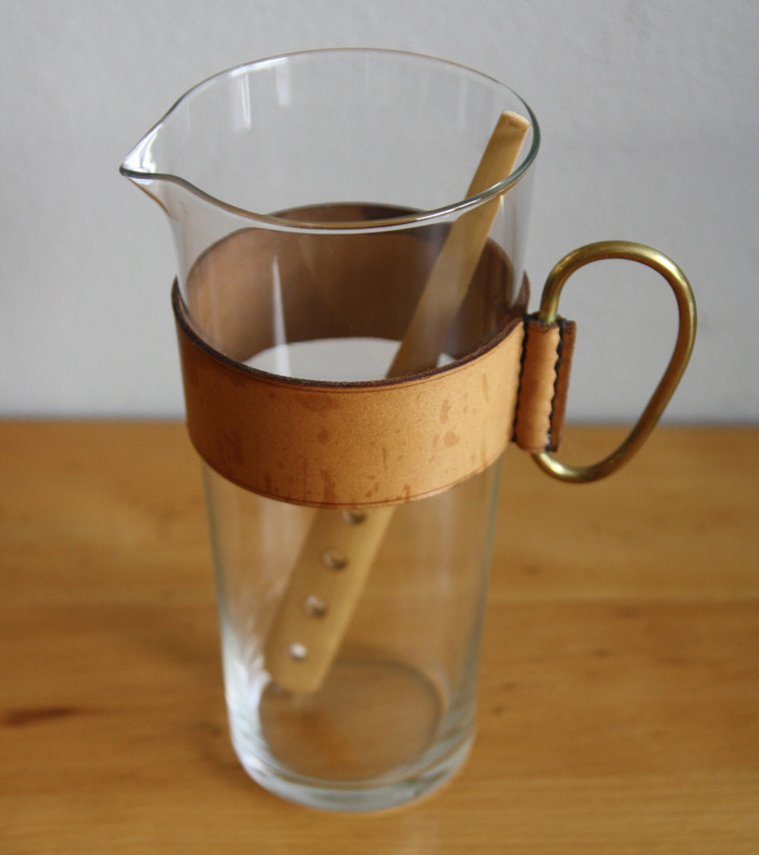 Glass Pitcher with Leather collar Carl Auböck  - Image 5