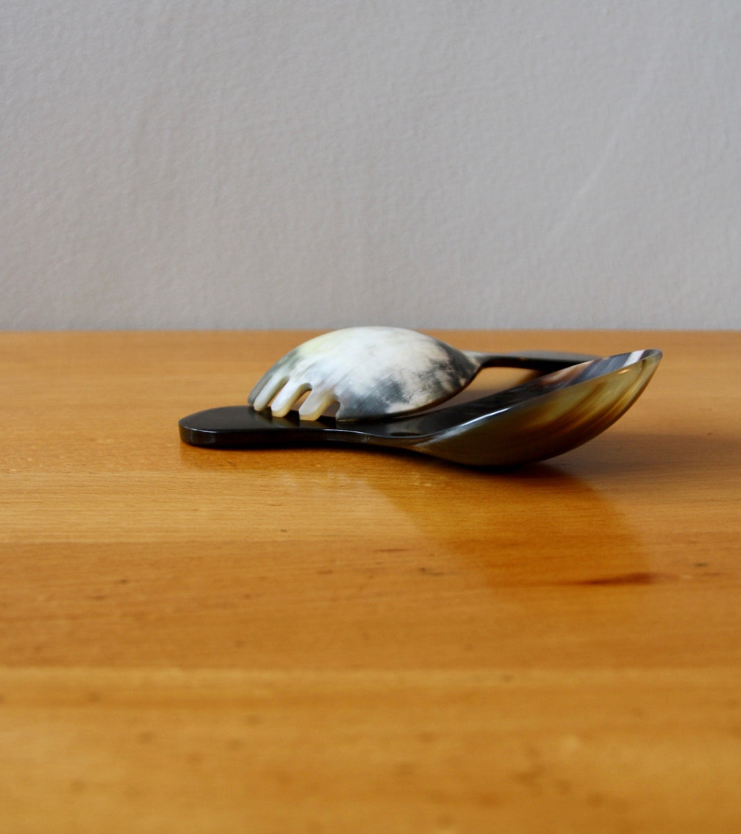 Reverse Convex Coloured Horn Salad Servers, Carl Auböck III