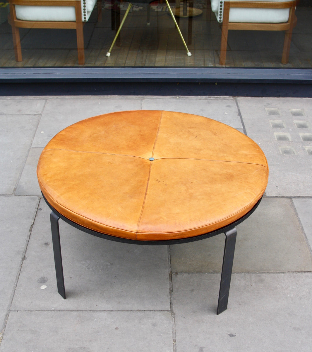 Large Leather Pouffe Unique Handcrafted - Image 2