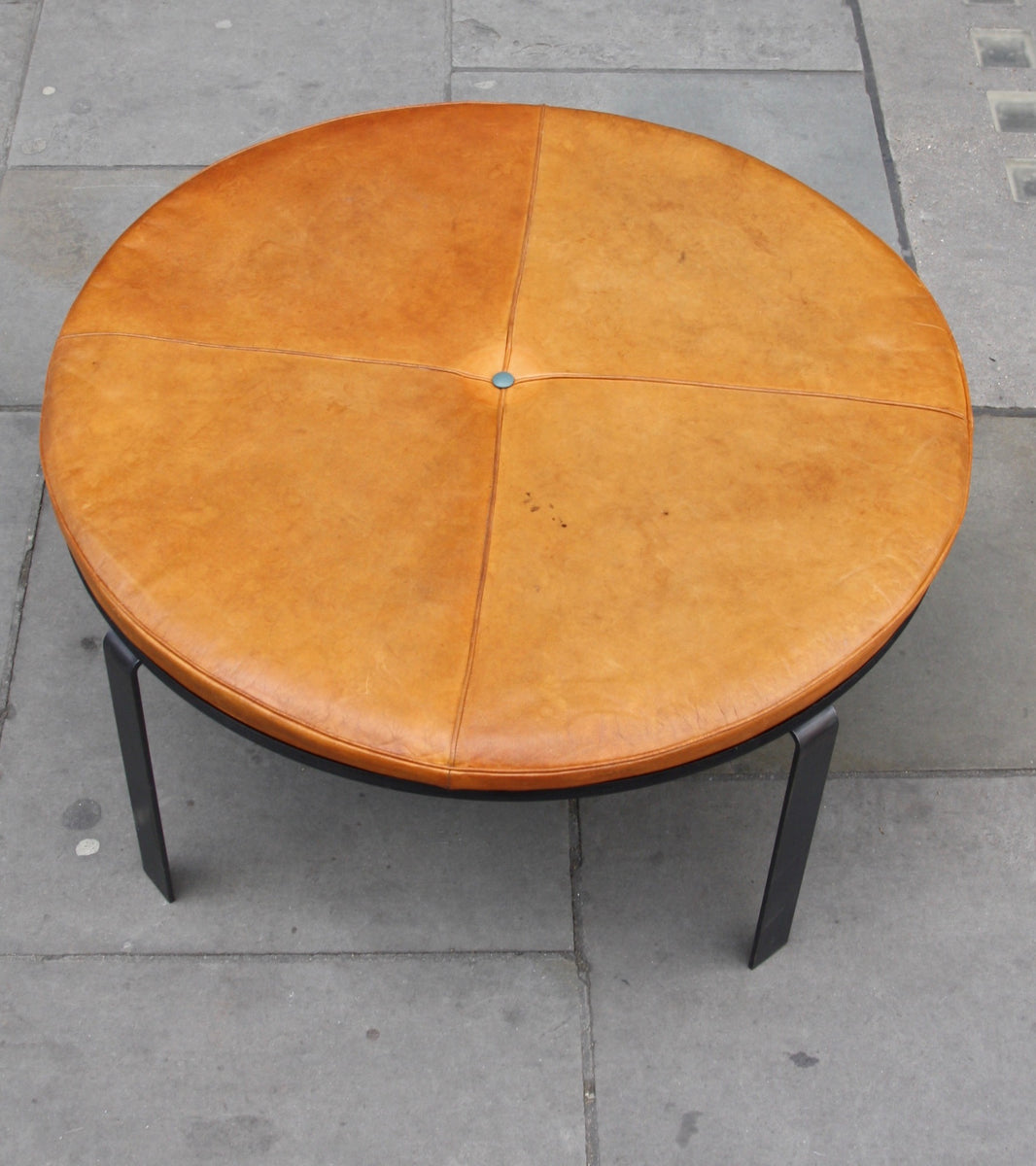 Large Leather Pouffe Unique Handcrafted - Image 3