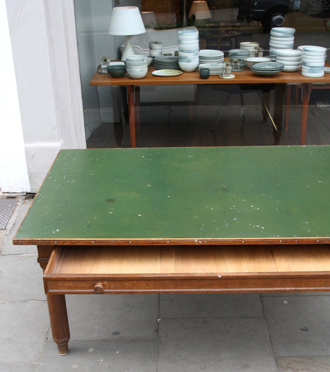 Large Oak Desk with Map Drawer Danish - Image 7