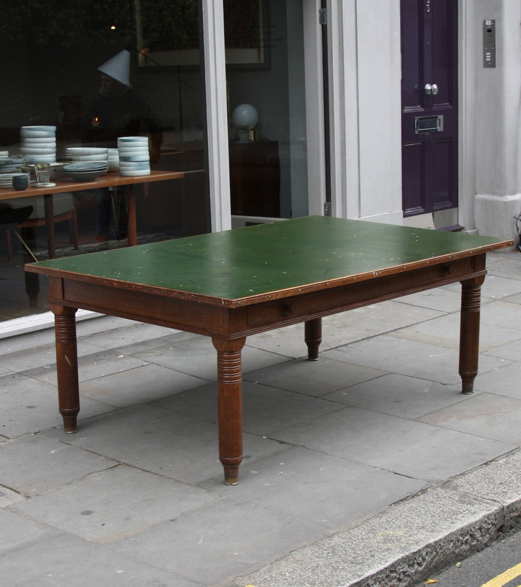 Large Oak Desk with Map Drawer Danish - Image 8