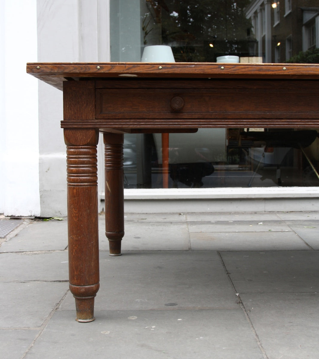 Large Oak Desk with Map Drawer Danish - Image 9