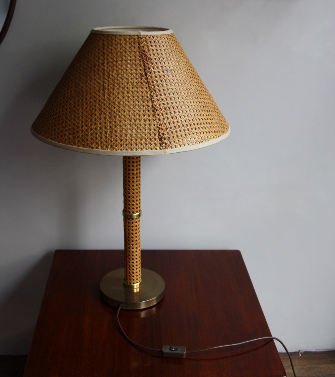 Large Wicker Lamp Unique 1960s Piece - Image 10