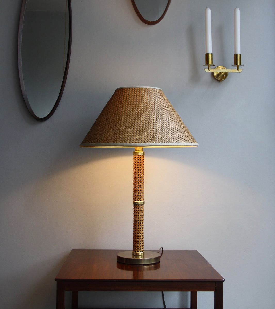 Large Wicker Lamp Unique 1960s Piece - Image 12