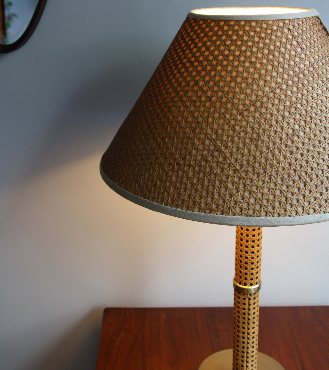 Large Wicker Lamp Unique 1960s Piece - Image 7