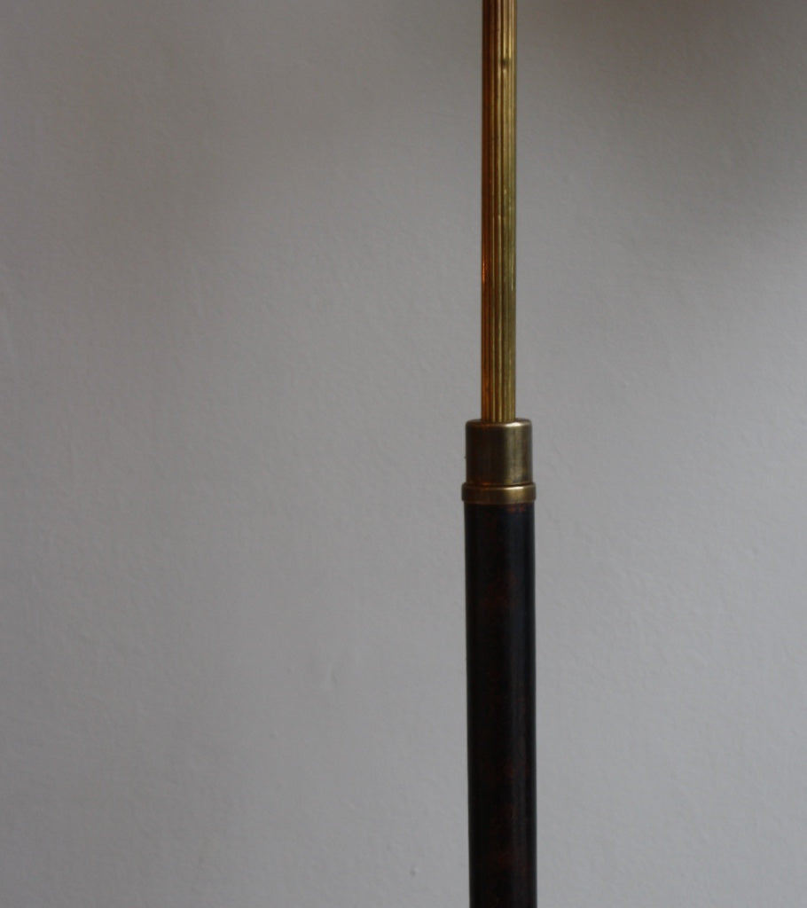 Leather and Brass Floor Light Denmark 1940s - Image 4