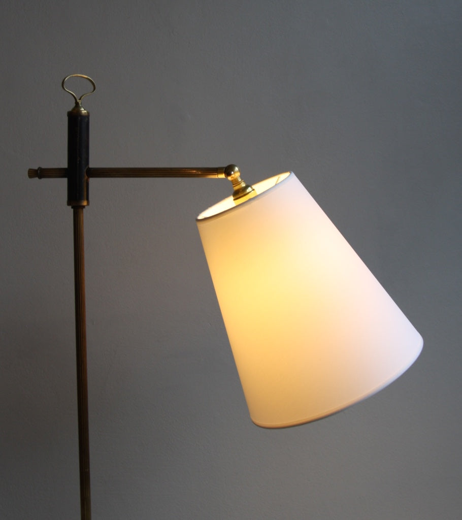 Leather and Brass Floor Light Denmark 1940s - Image 8