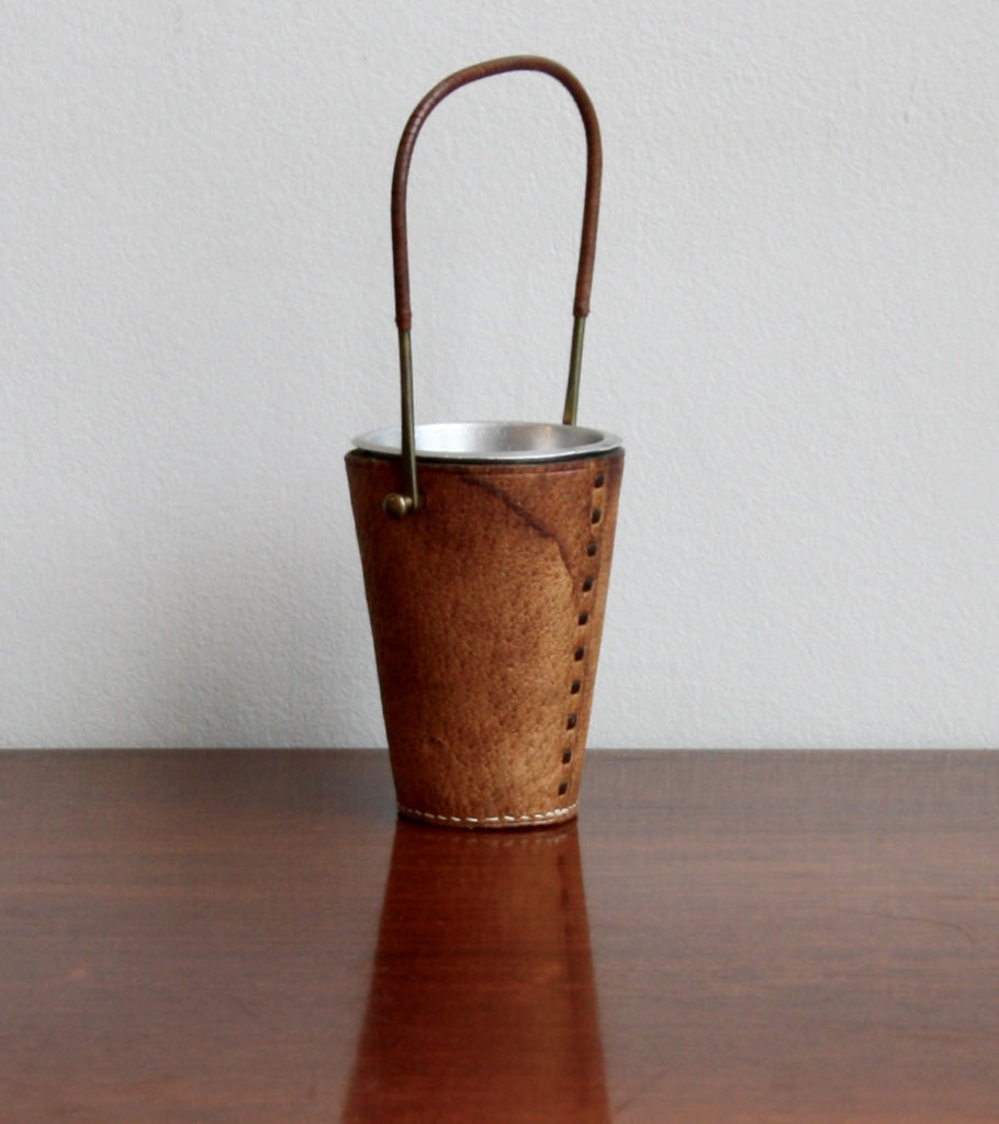 Leather and Brass Ice Bucket  Carl Auböck - Image 1