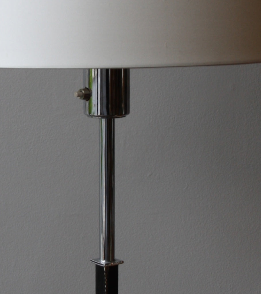 Leather & Steel Floor Light Denmark, C. 1955 - Image 4
