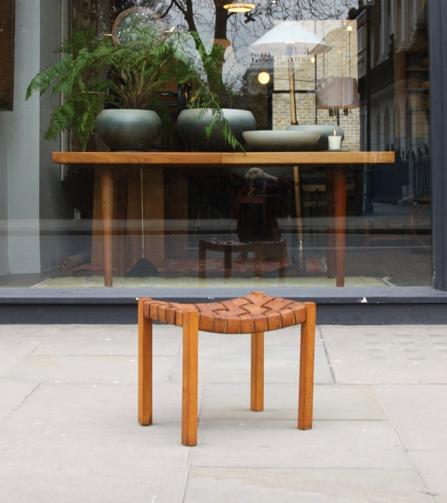 Leather Top Stool Denmark 1950s - Image 1