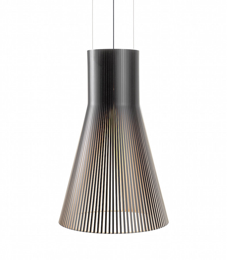 Magnum 4202 Black Laminated birch pendant lamp, Scandi design Minimalist wood pendant light, Secto light  Seppo Koho