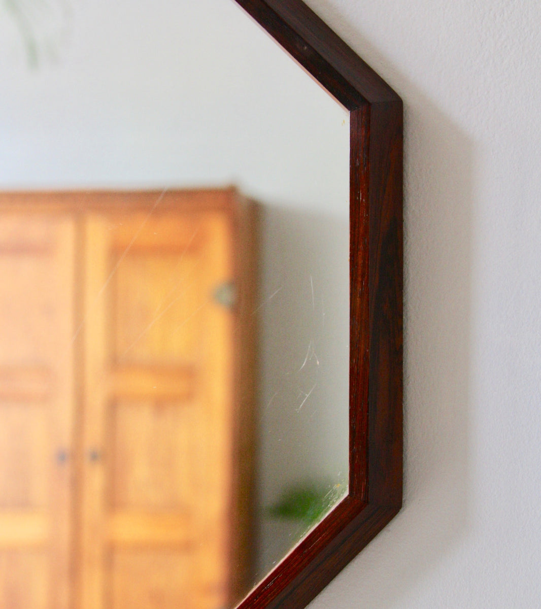 Octagonal Rosewood Mirror  Denmark 1950s - Image 3