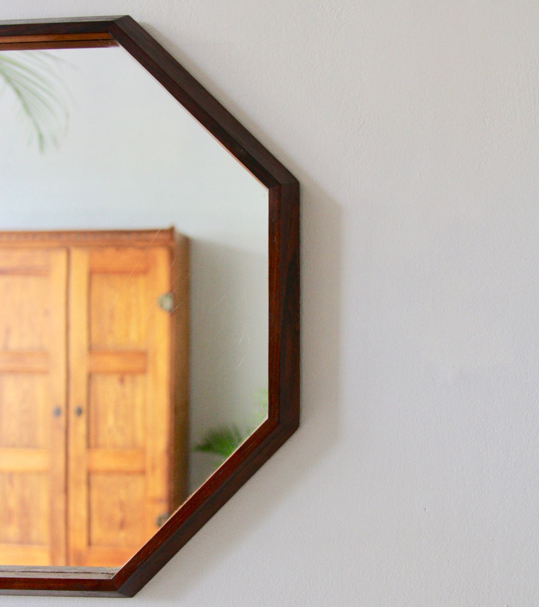 Octagonal Rosewood Mirror  Denmark 1950s - Image 4