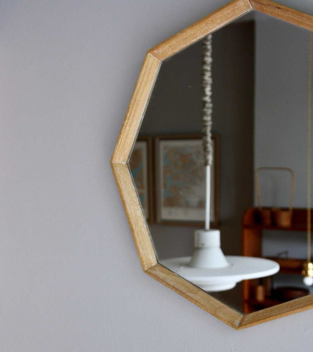 Octagonal Wall Mirror Denmark 1950s  - Image 9