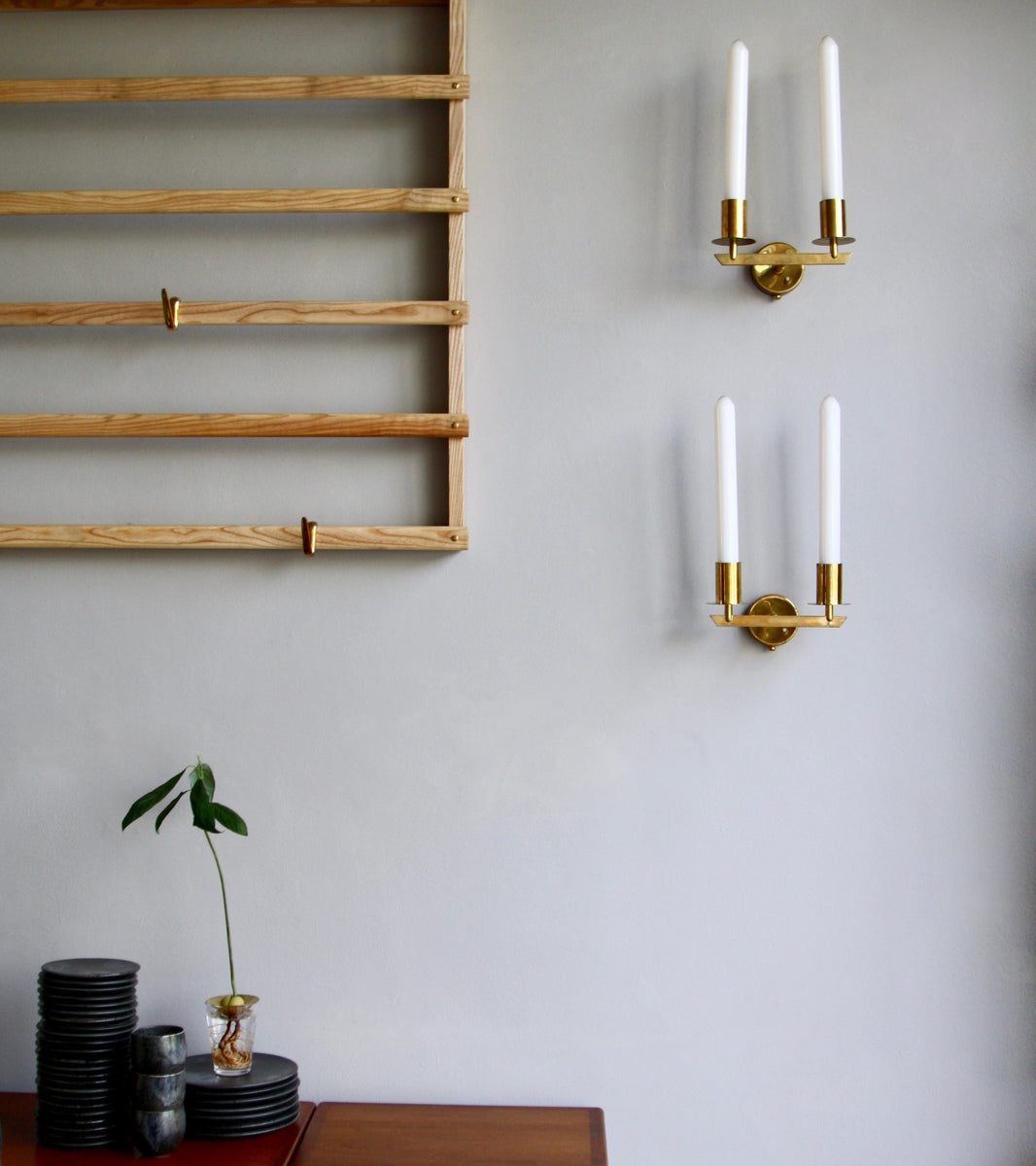 Pair of Brass Wall Sconces Itsu, Finland, C. 1950 - Image 1