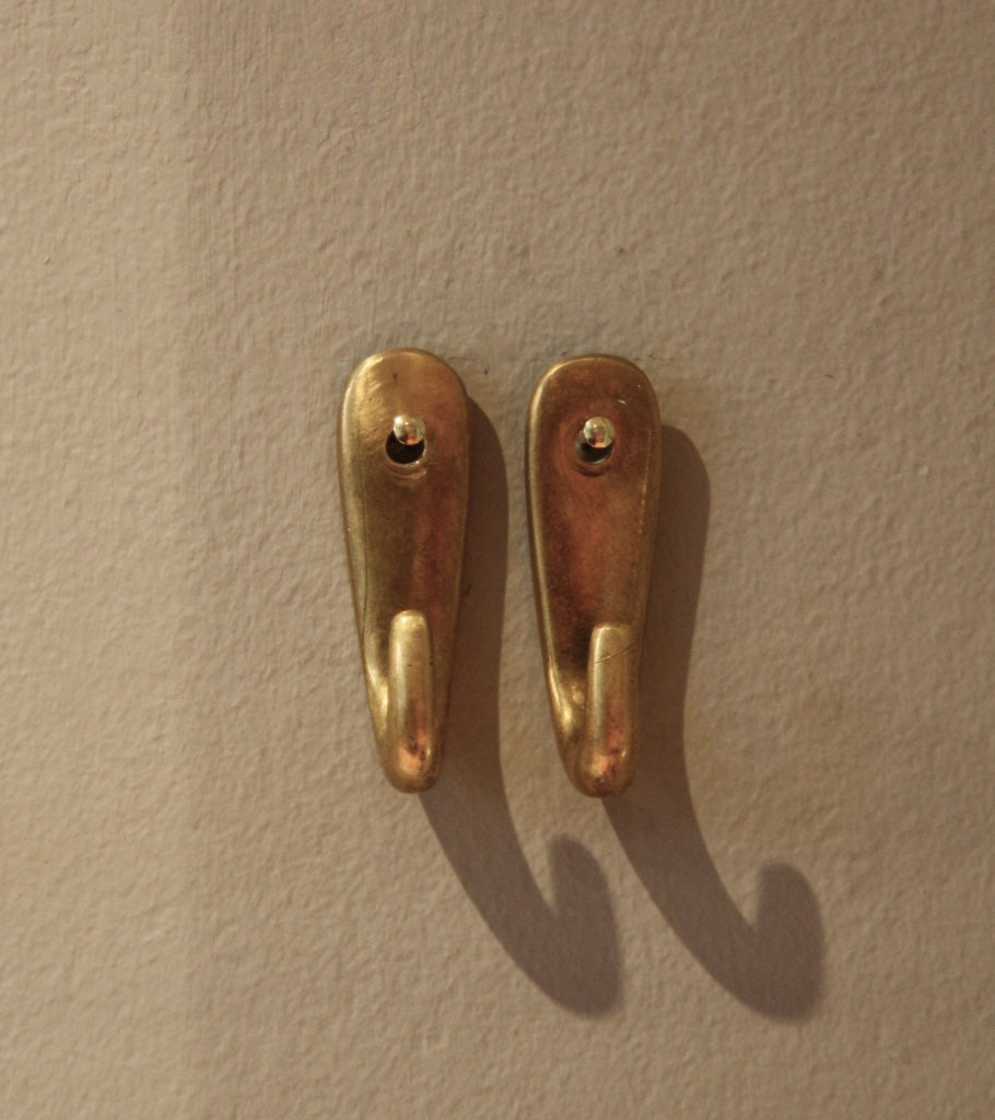 Pair of Small Hooks Carl Auböck brass polished vienna 