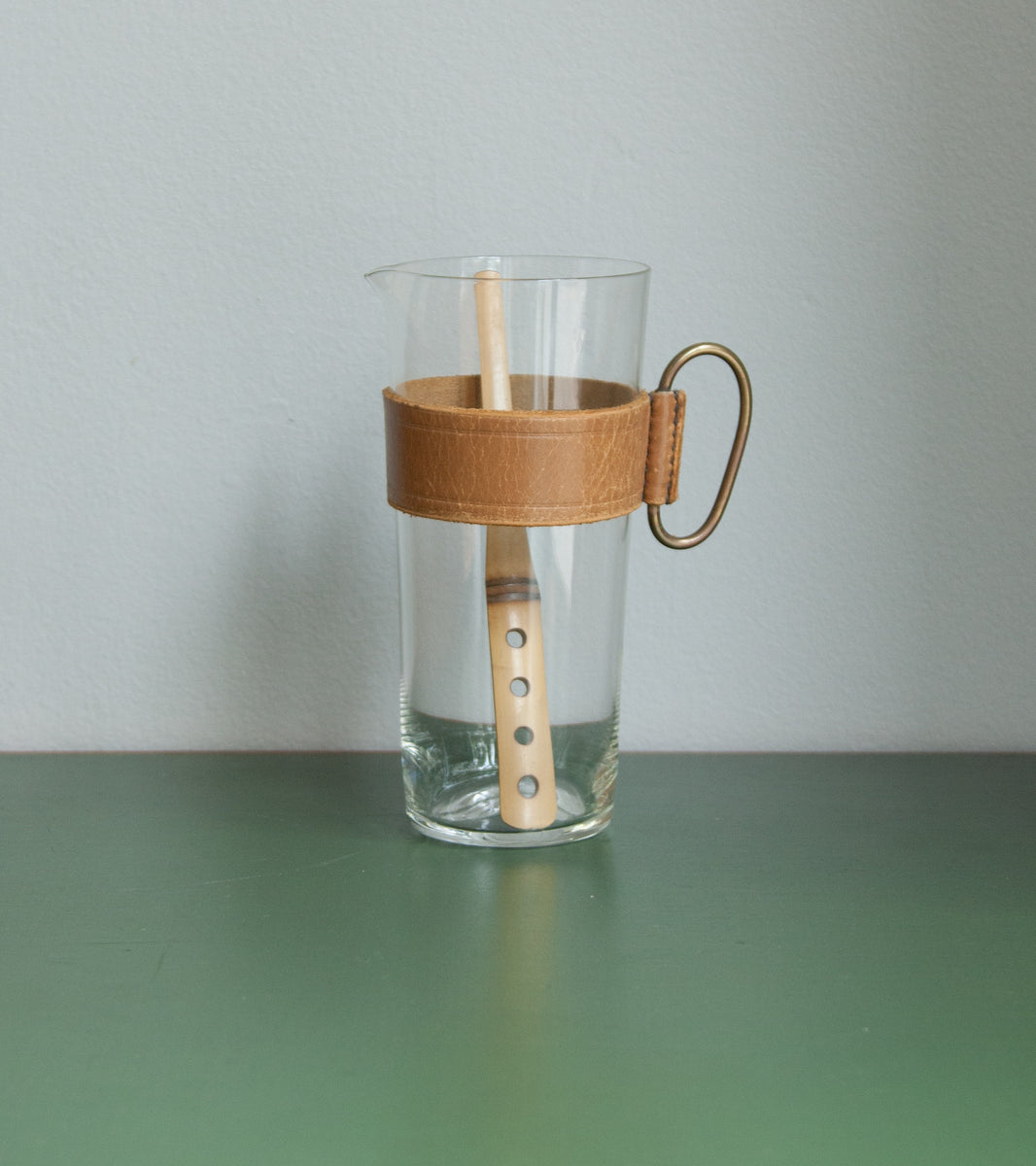 Pitcher & Bamboo Stirrer with Leather Sleeve, Carl Auböck