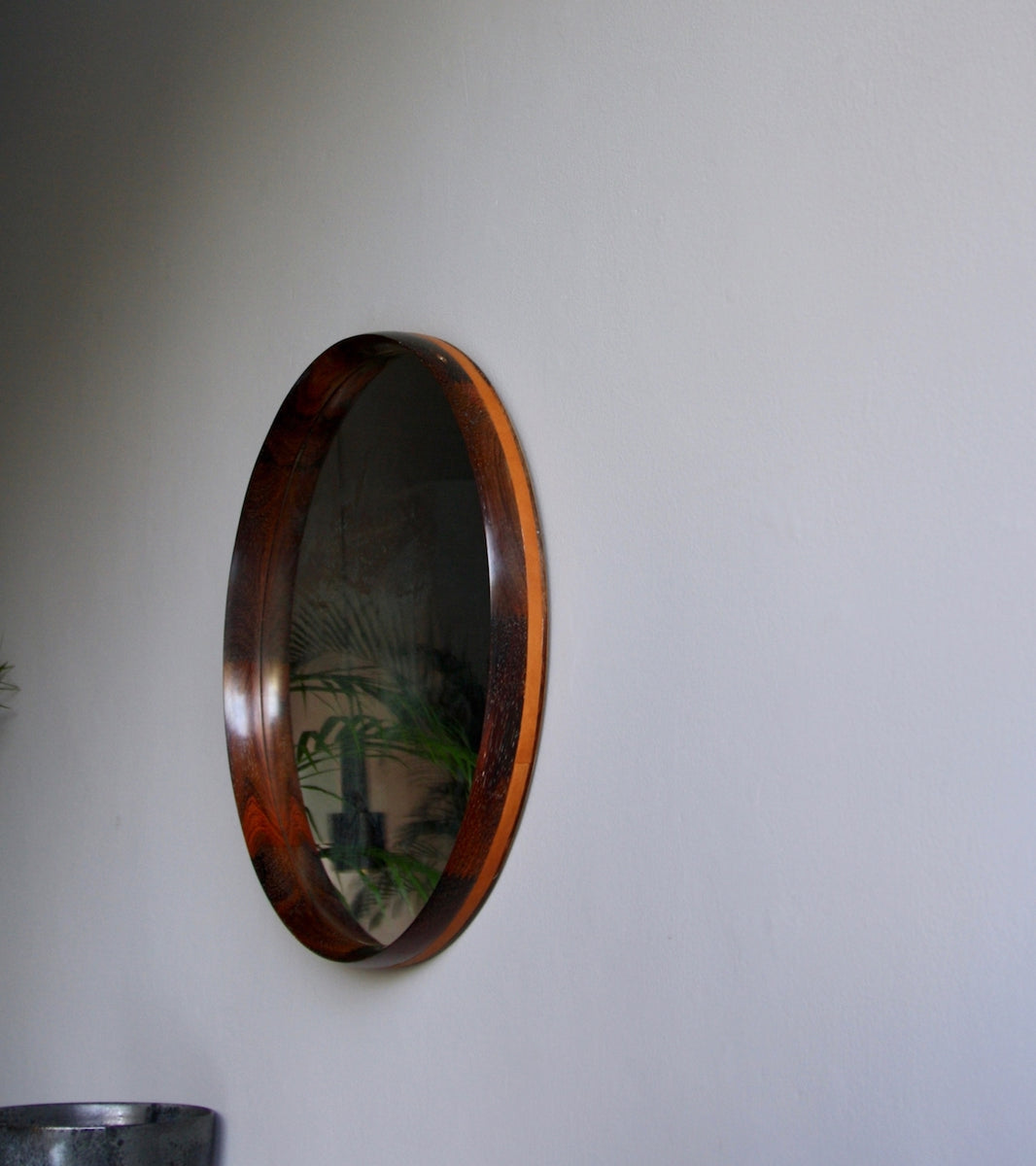 Rosewood & Leather Mirror Denmark 1950s - Image 3