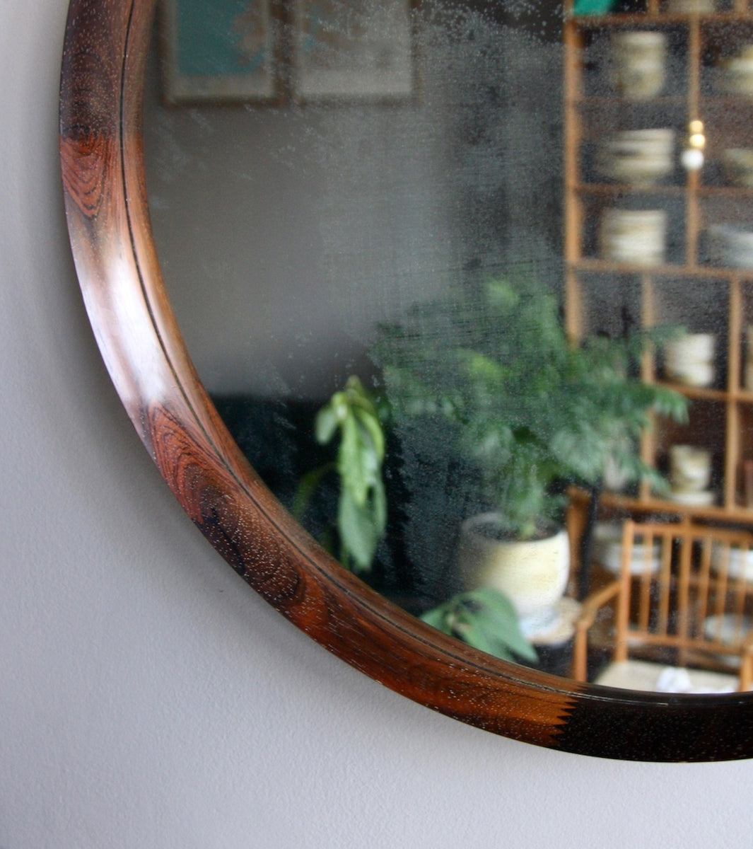 Rosewood & Leather Mirror Denmark 1950s - Image 4