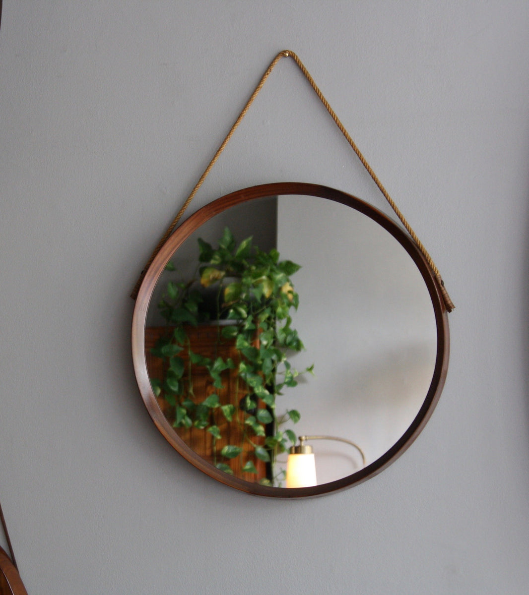 Round Teak Mirror Denmark, C. 1950 - Image 1