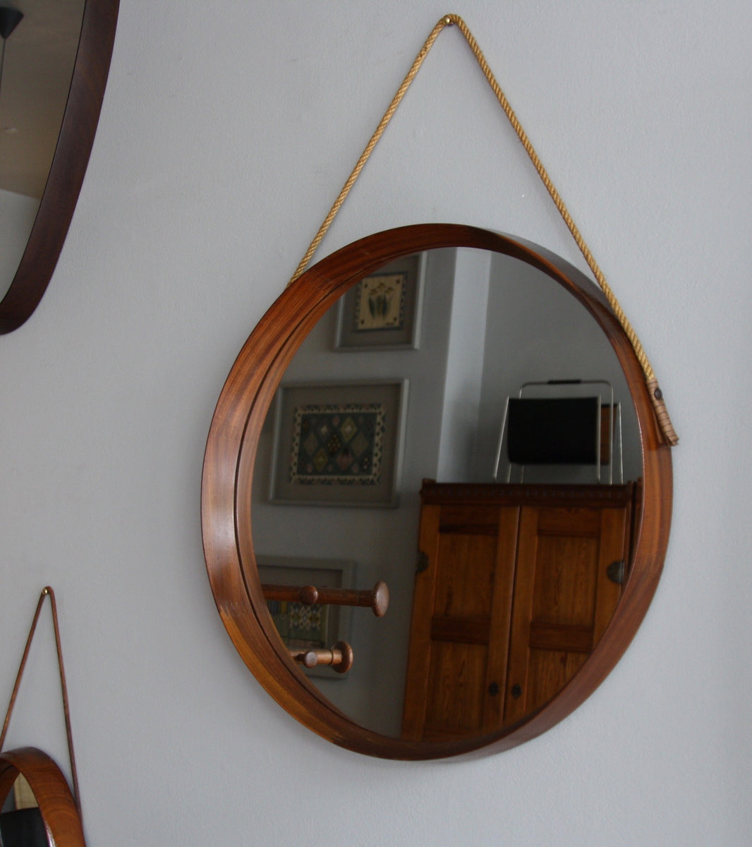 Round Teak Mirror Denmark, C. 1950 - Image 2