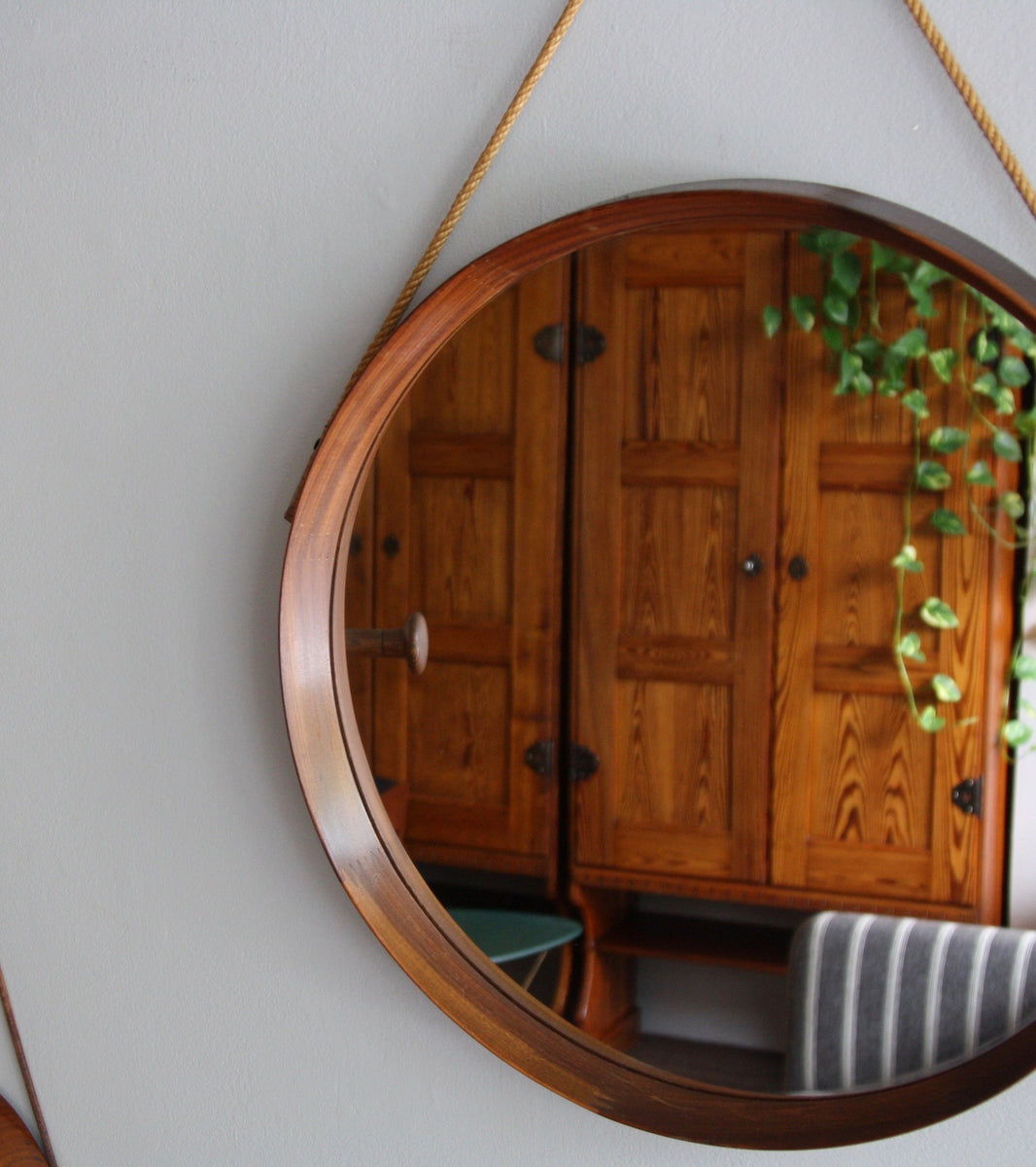 Round Teak Mirror Denmark, C. 1950 - Image 3