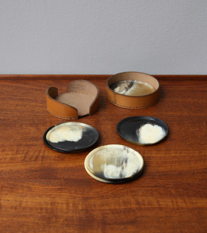 Set of Six Horn Coasters and Leather Case Carl Auböck - Image 11