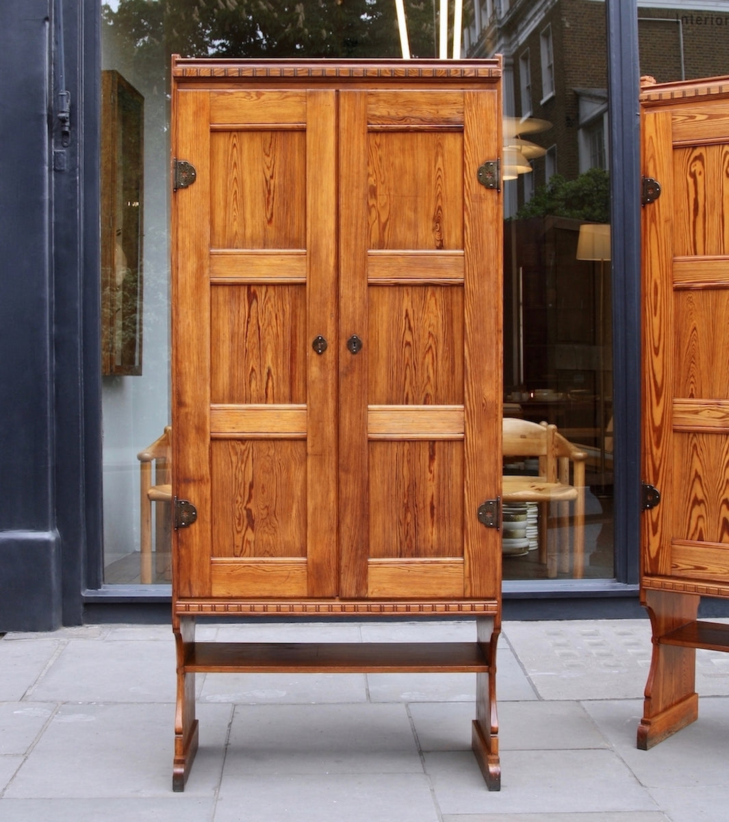 Skønvirke Cabinets Martin Nyrop - original Danish art nuveau martin nyrup Copenhagen town hall custom made furniture gesamtkunstwerk early 20th century furniture pine patina aged pair of cabinets 