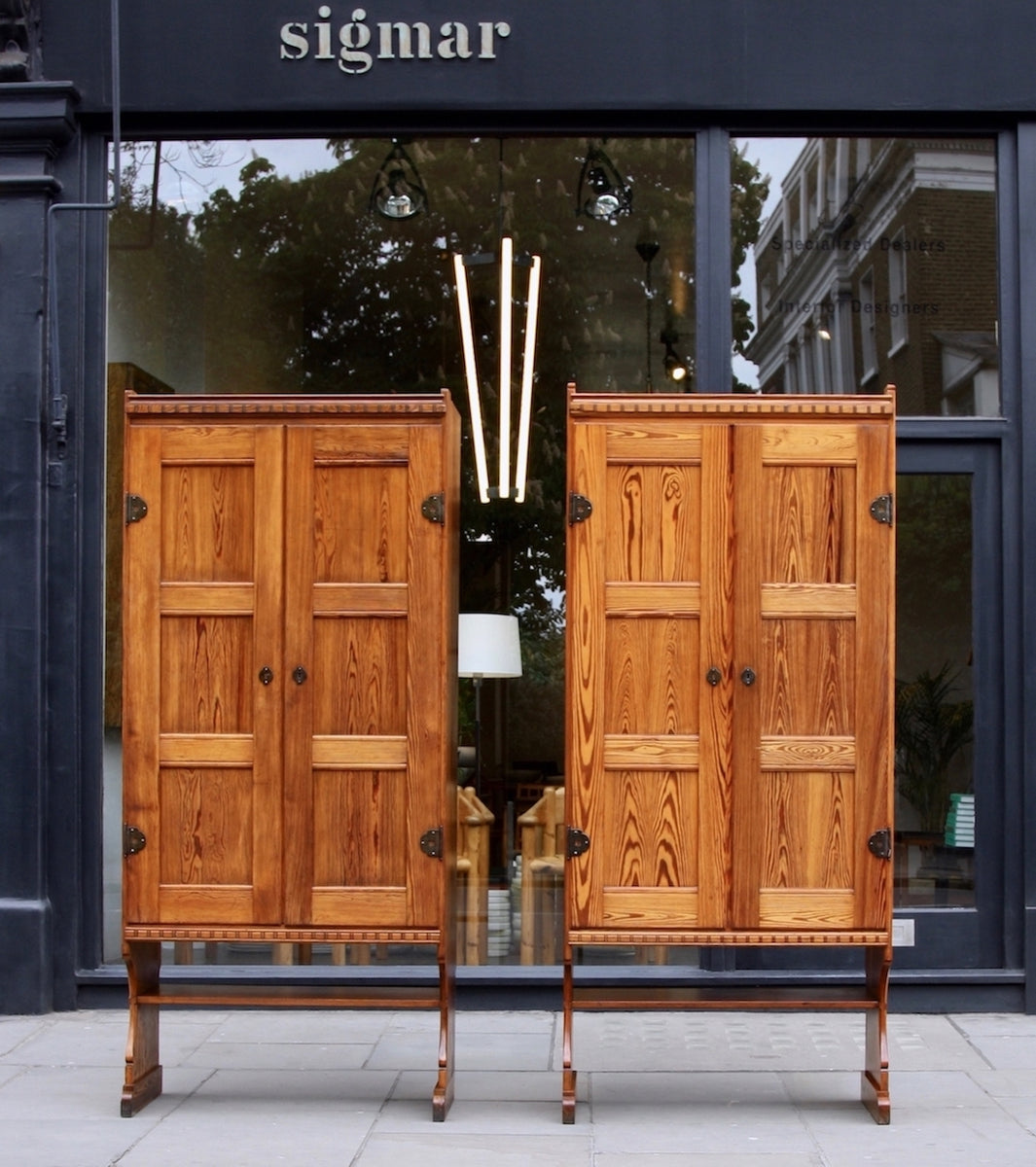 Skønvirke Cabinets Martin Nyrop - skønvirke Danish art nuveau martin nyrup Copenhagen town hall custom made furniture gesamtkunstwerk early 20th century furniture pine patina aged pair of cabinets  skonvirke